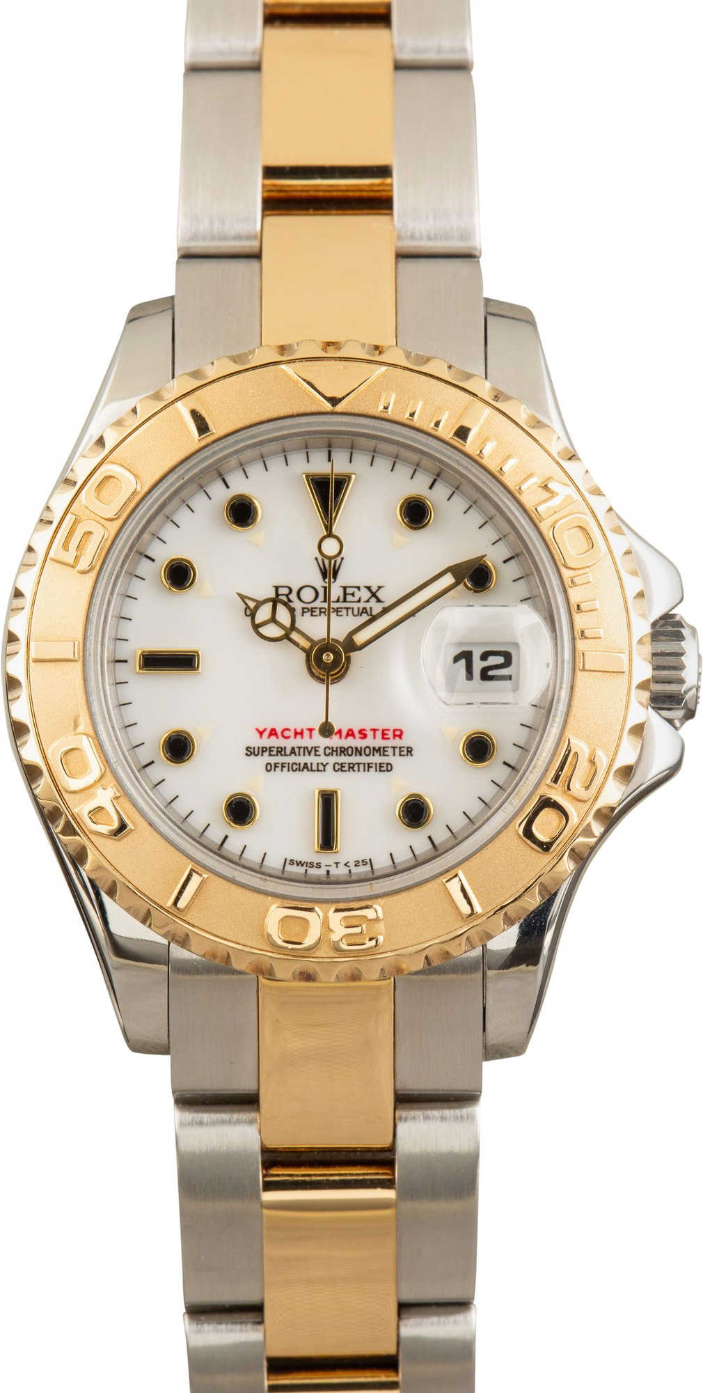 Pre-owned Rolex Yacht-Master Two Tone 69623 White Dial
