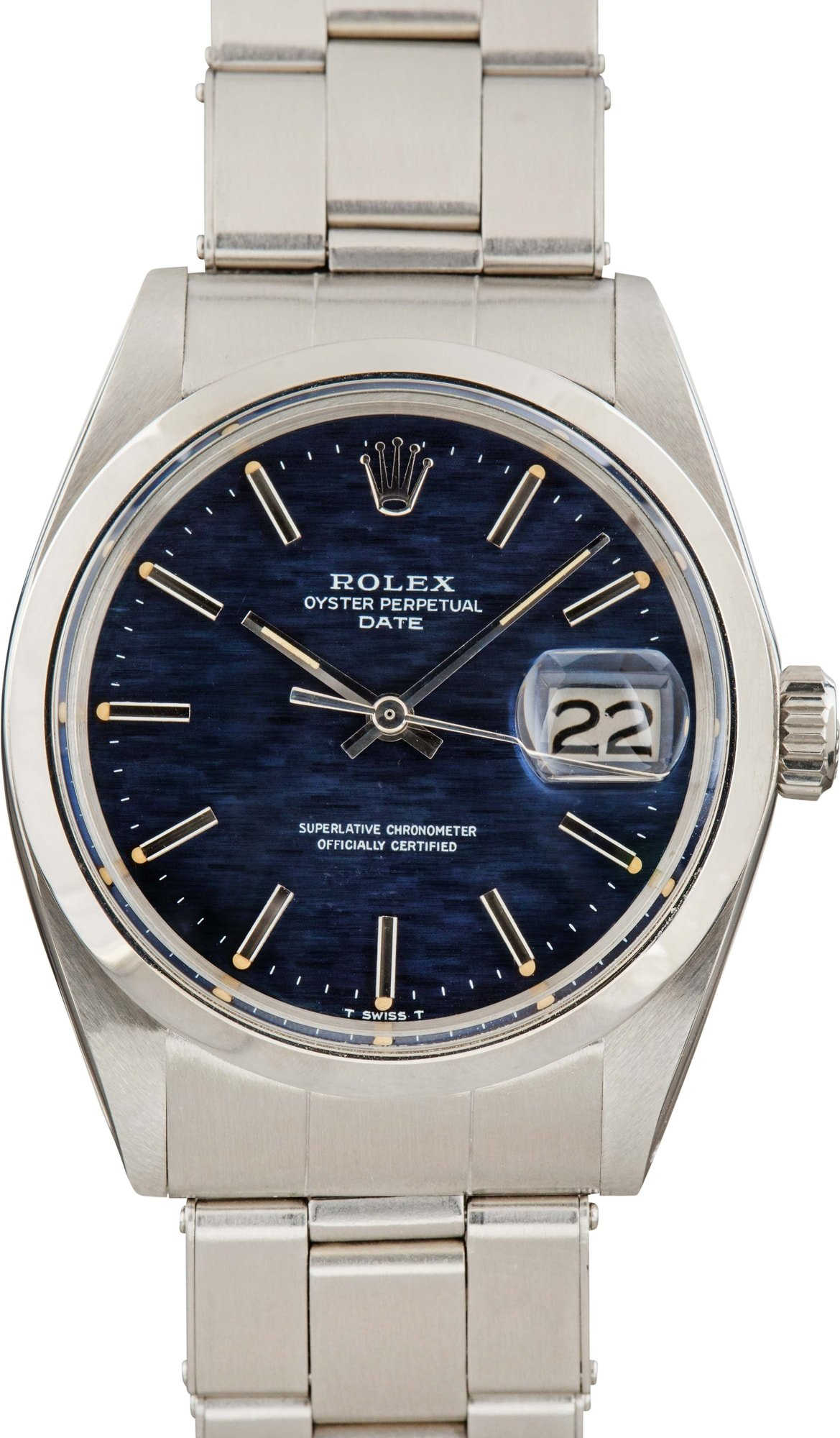 Pre-owned Rolex Date 1500 Blue Linen Dial