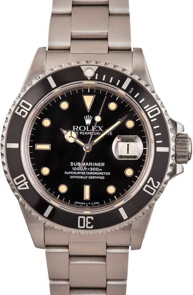Pre Owned Rolex Submariner 168000 Black Dial