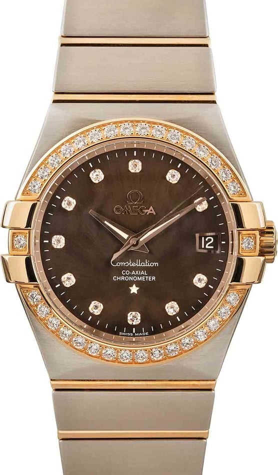 Omega Constellation Diamond Bezel & Brown Dial