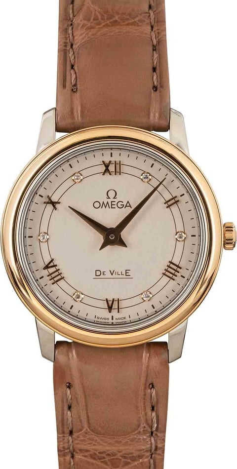 Ladies Omega De Ville Prestige Steel & 18k Red Gold