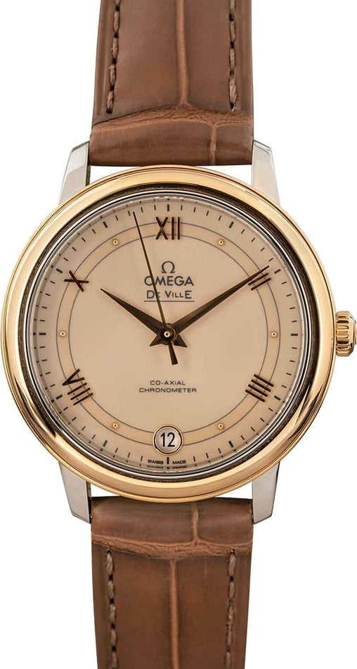 Ladies Omega De Ville Prestige Ivory Beige Roman Dial