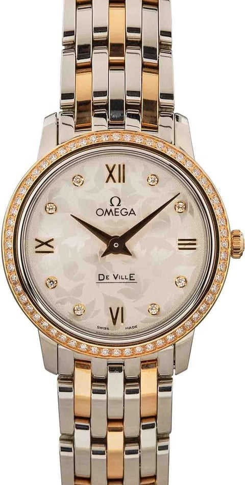 Ladies Omega De Ville Prestige Silver Butterfly Diamond Dial
