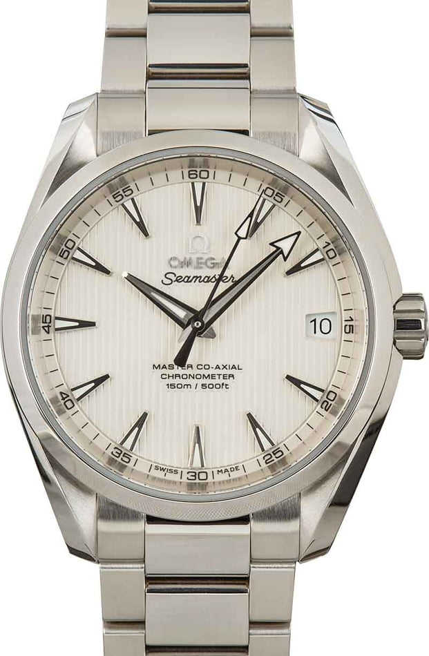 Omega Seamaster Silver Teak Dial Aqua Terra