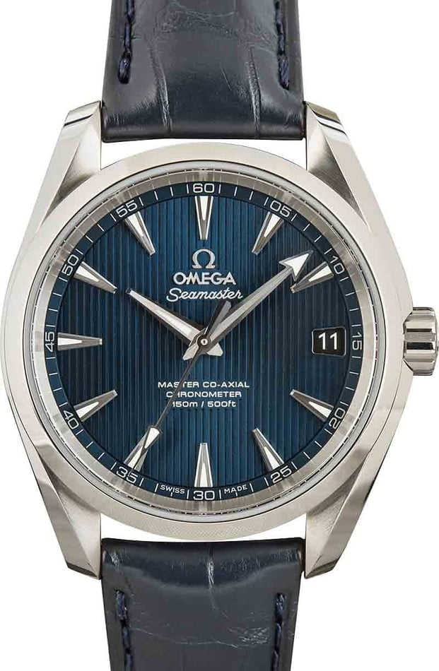 Omega Seamaster Aqua Terra Blue Dial & Leather Strap