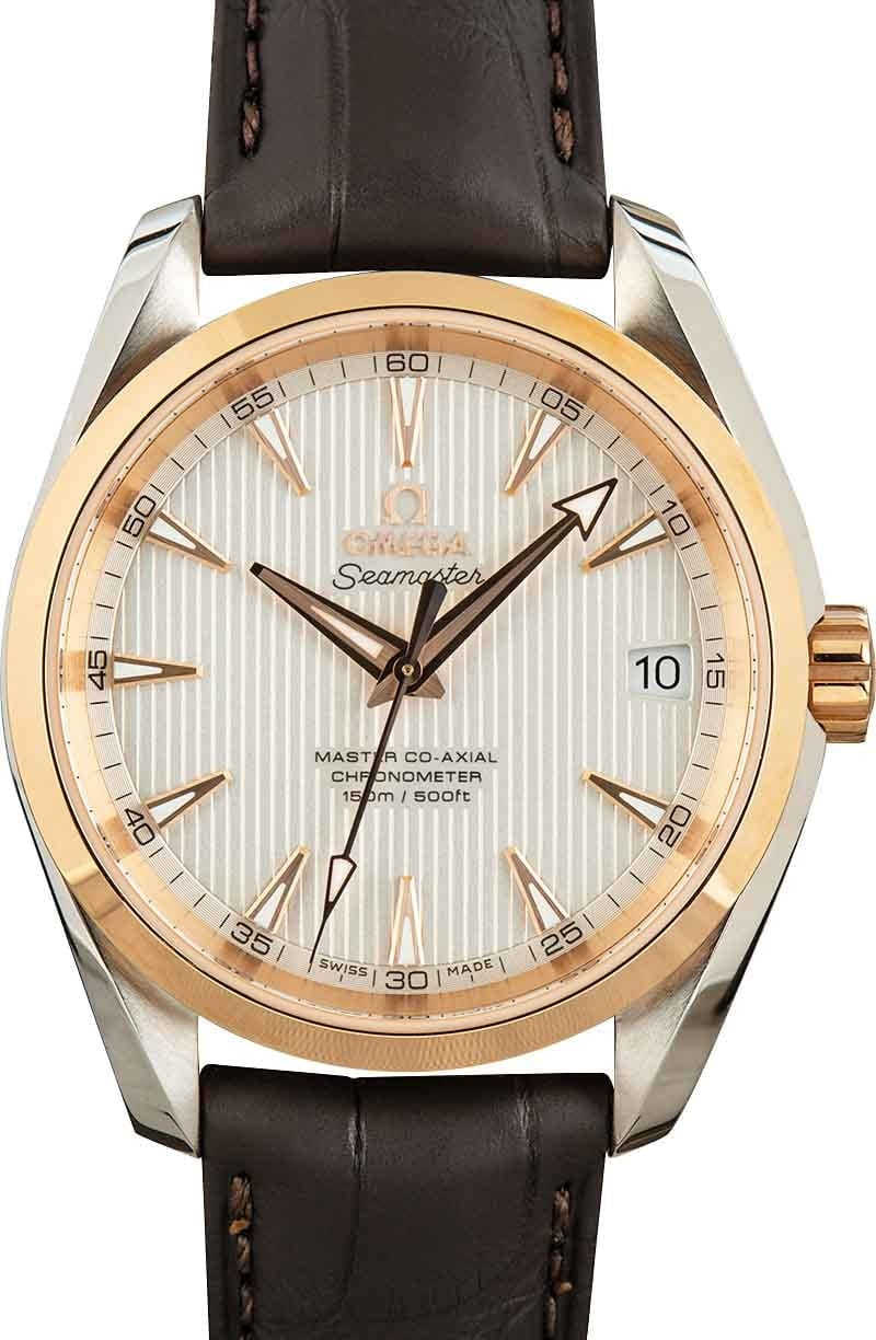 Omega Seamaster Aqua Terra Steel & Red Gold on Leather Strap