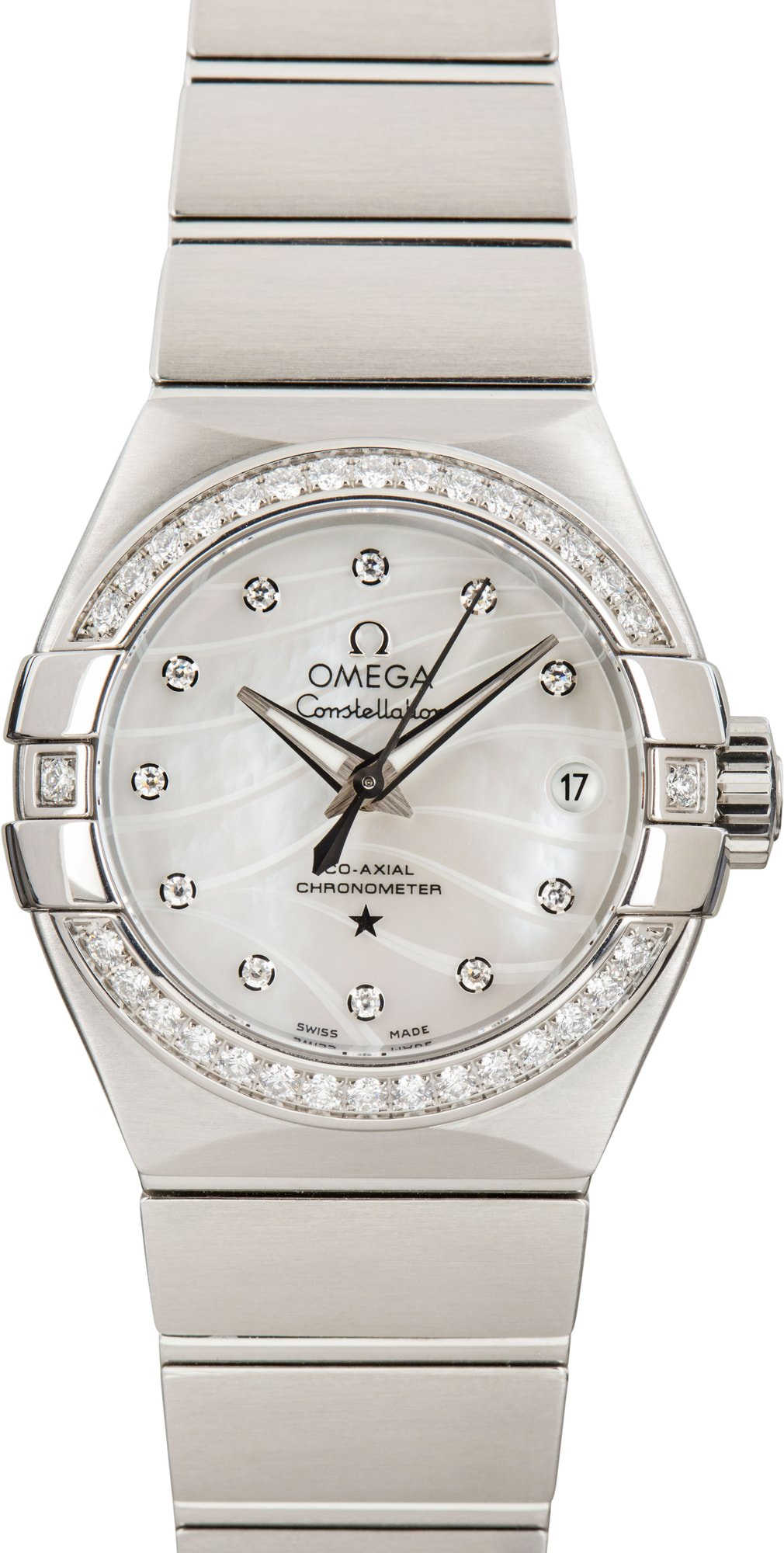 Omega Constellation Mother of Pearl Diamond Wavy Dial