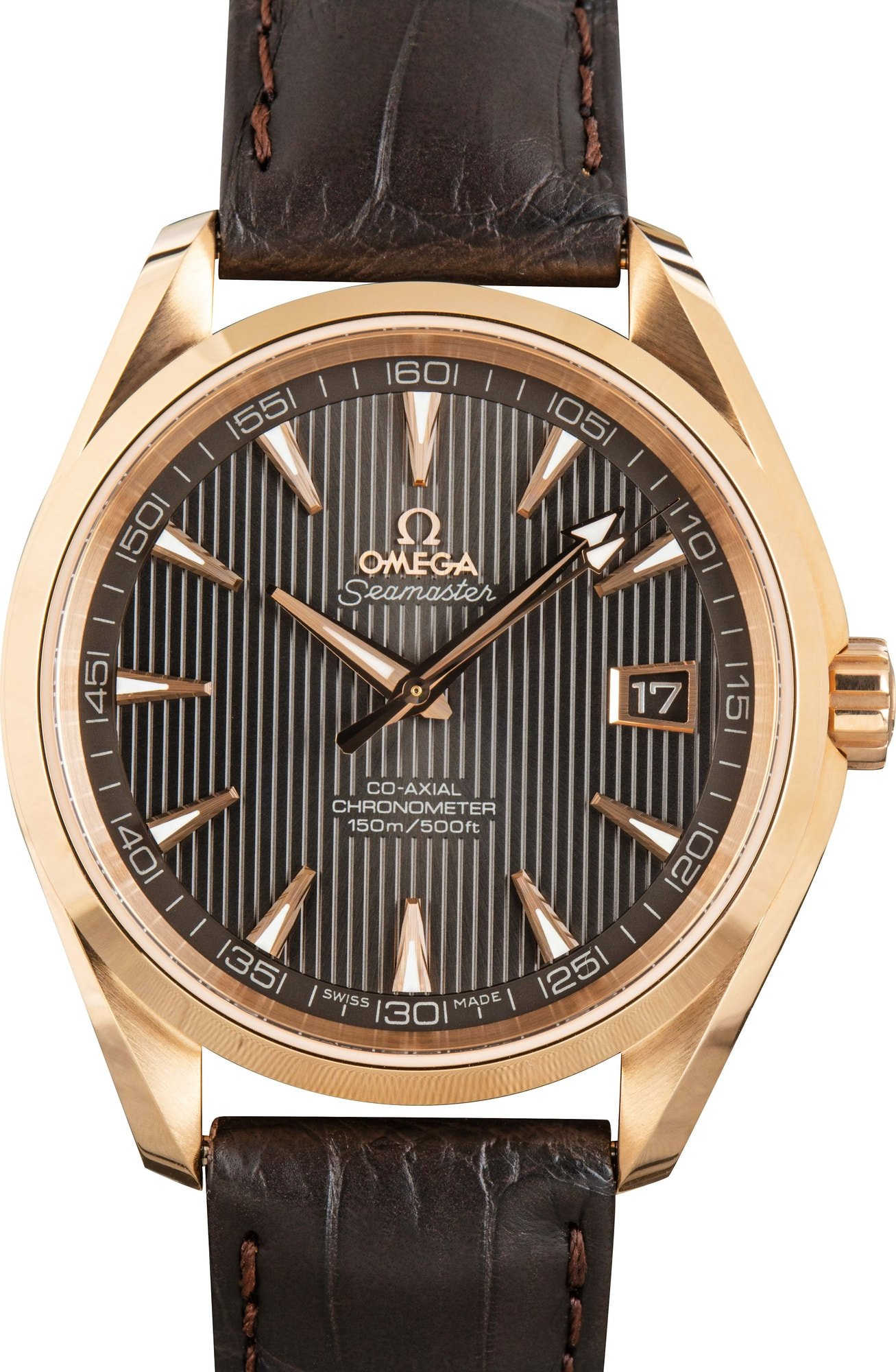 Omega Seamaster Aqua Terra 150M Red Gold on Leather Strap
