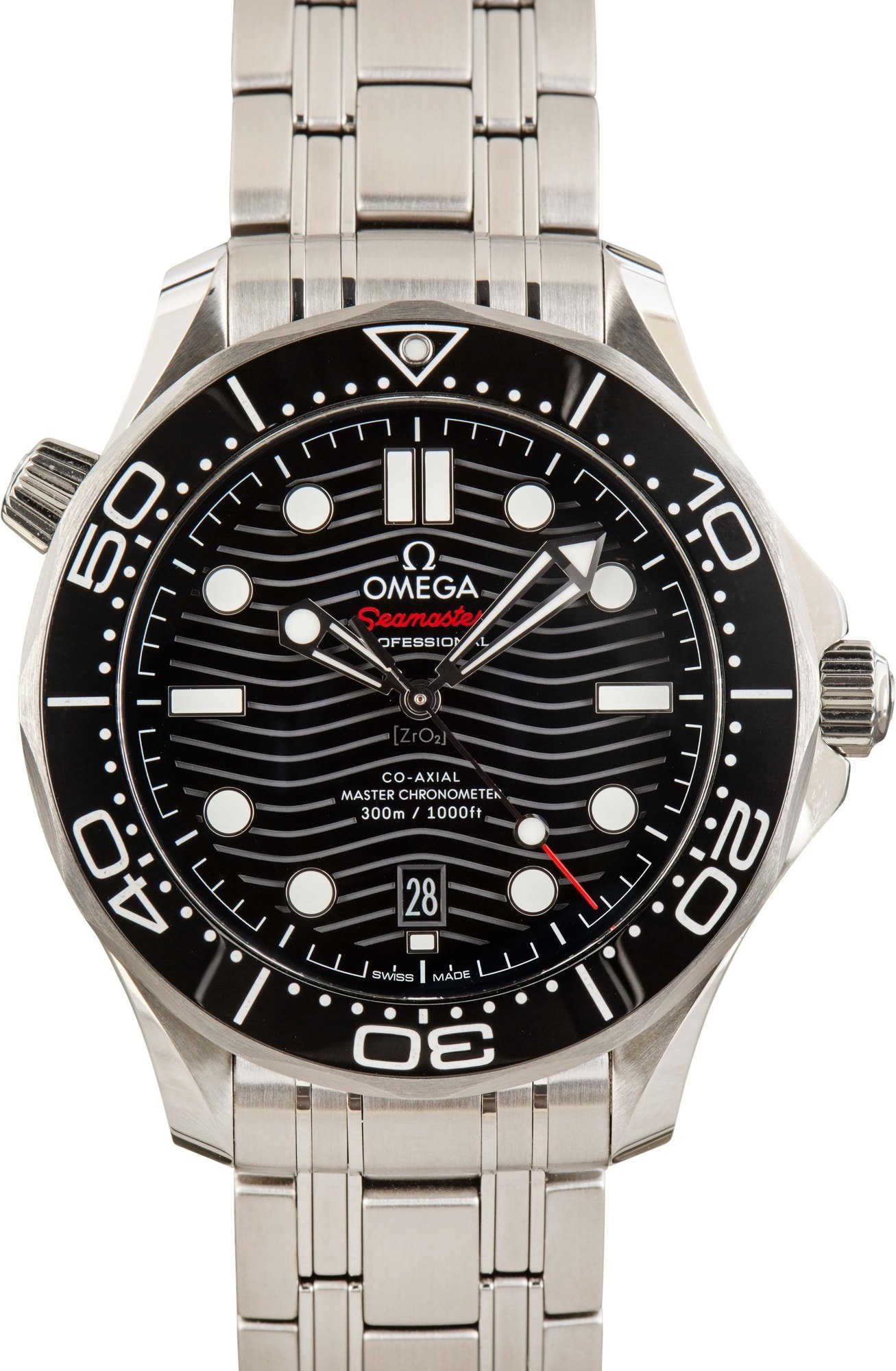 Omega Seamaster Stainless Steel Diver 300M Black Wave Dial