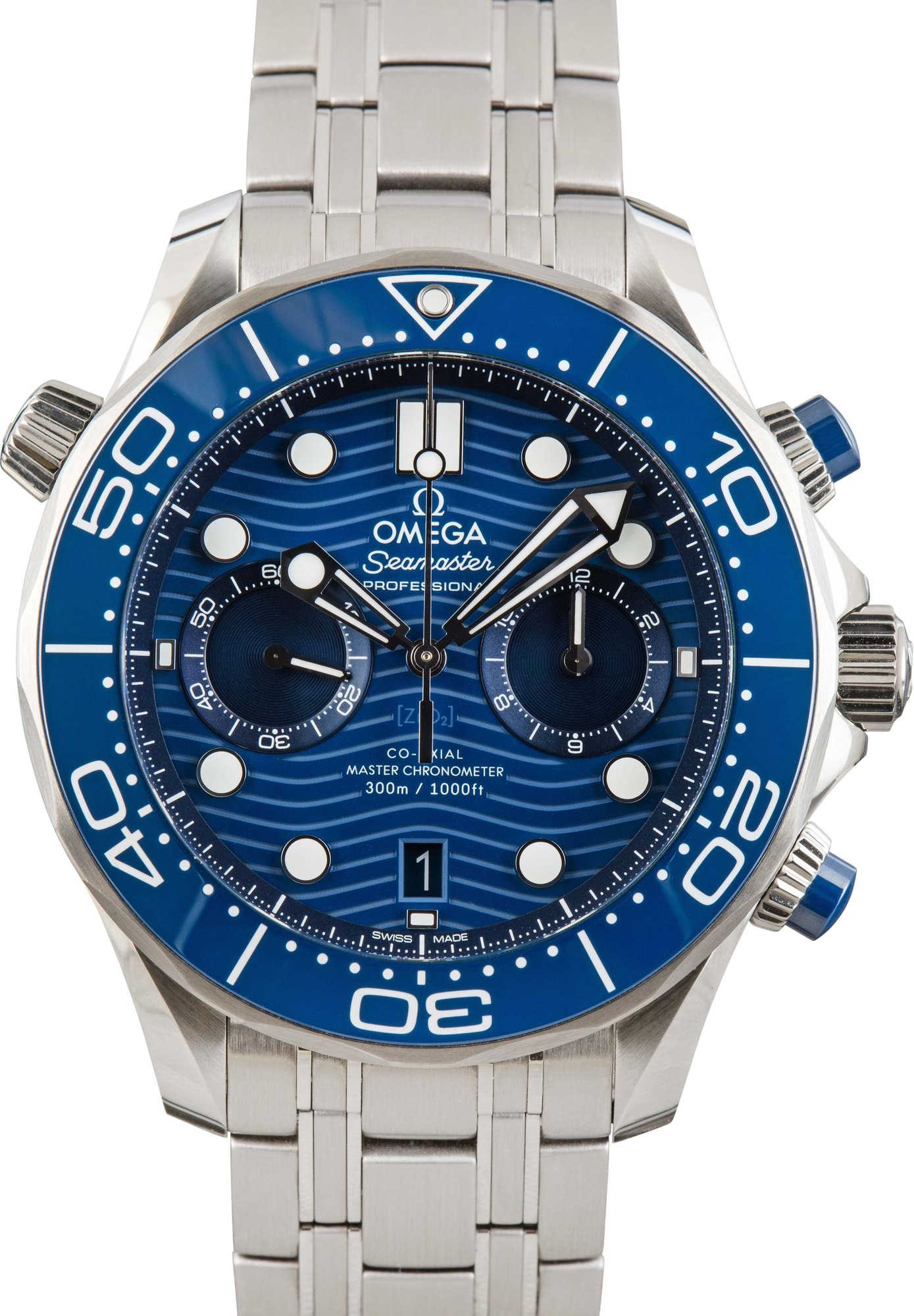 Pre-owned Omega Seamaster Diver Stainless Steel Blue Dial