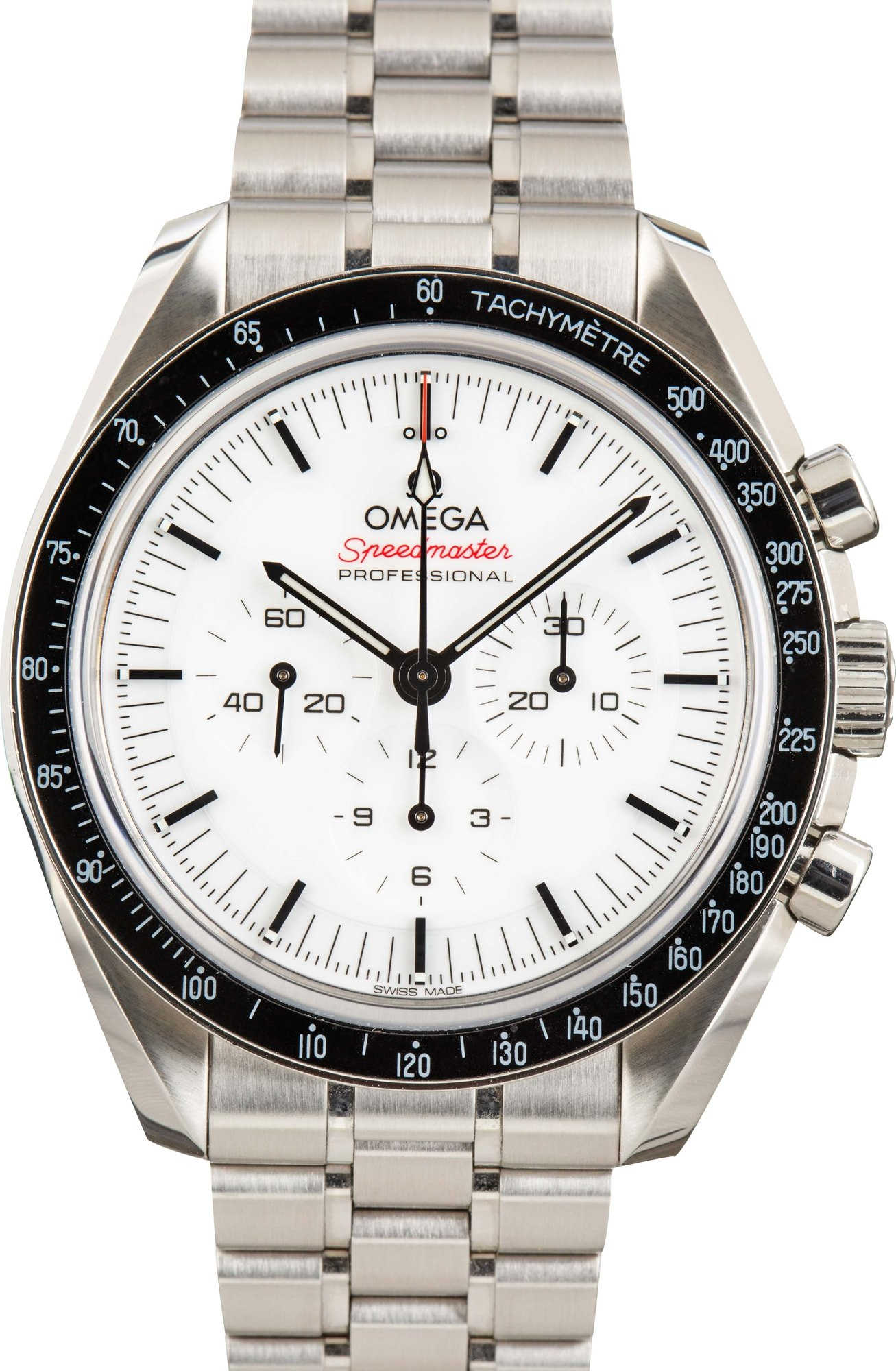 Mens Omega Speedmaster Moonwatch White Dial