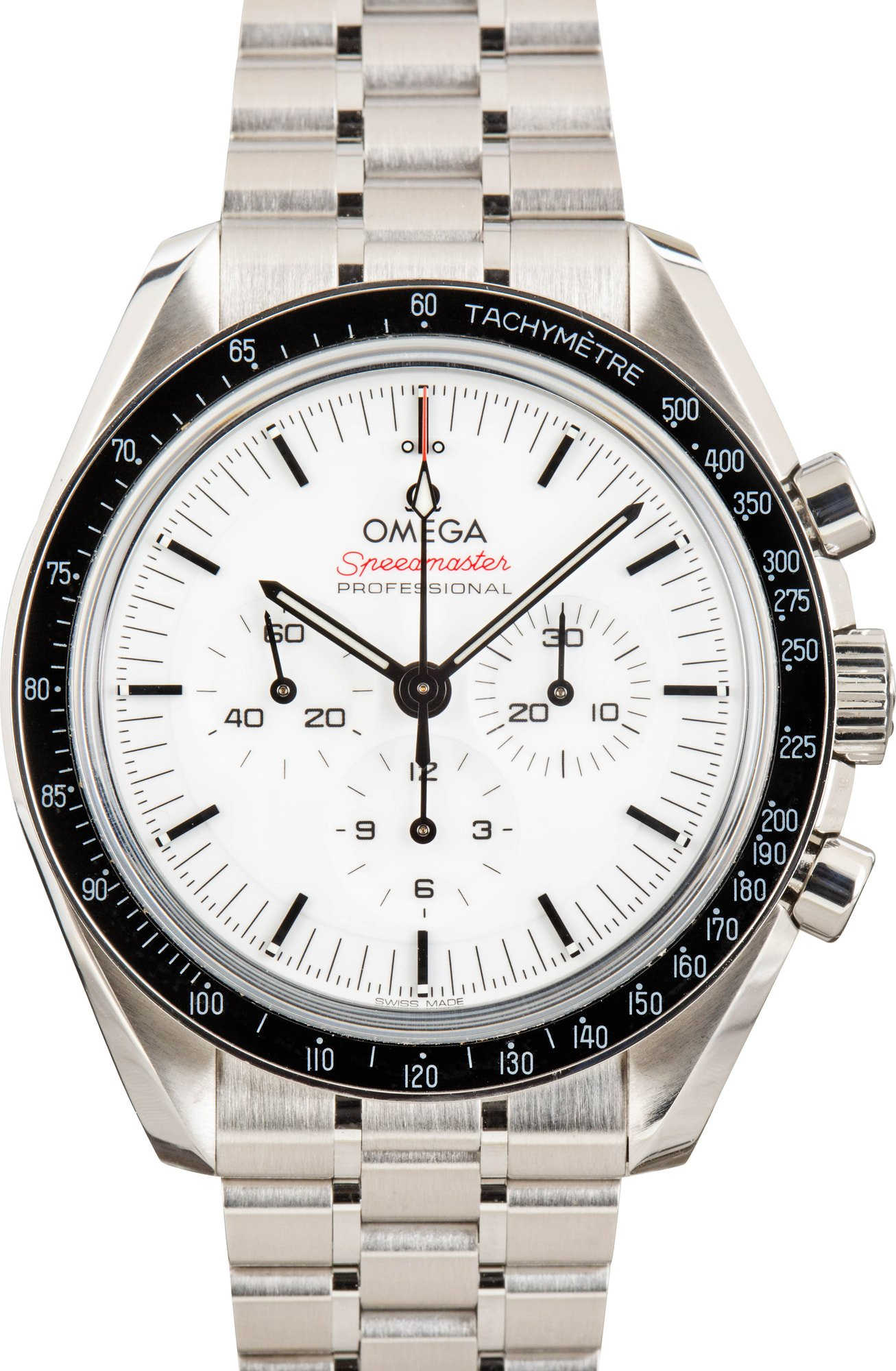 Mens Omega Speedmaster Moonwatch White Index Dial