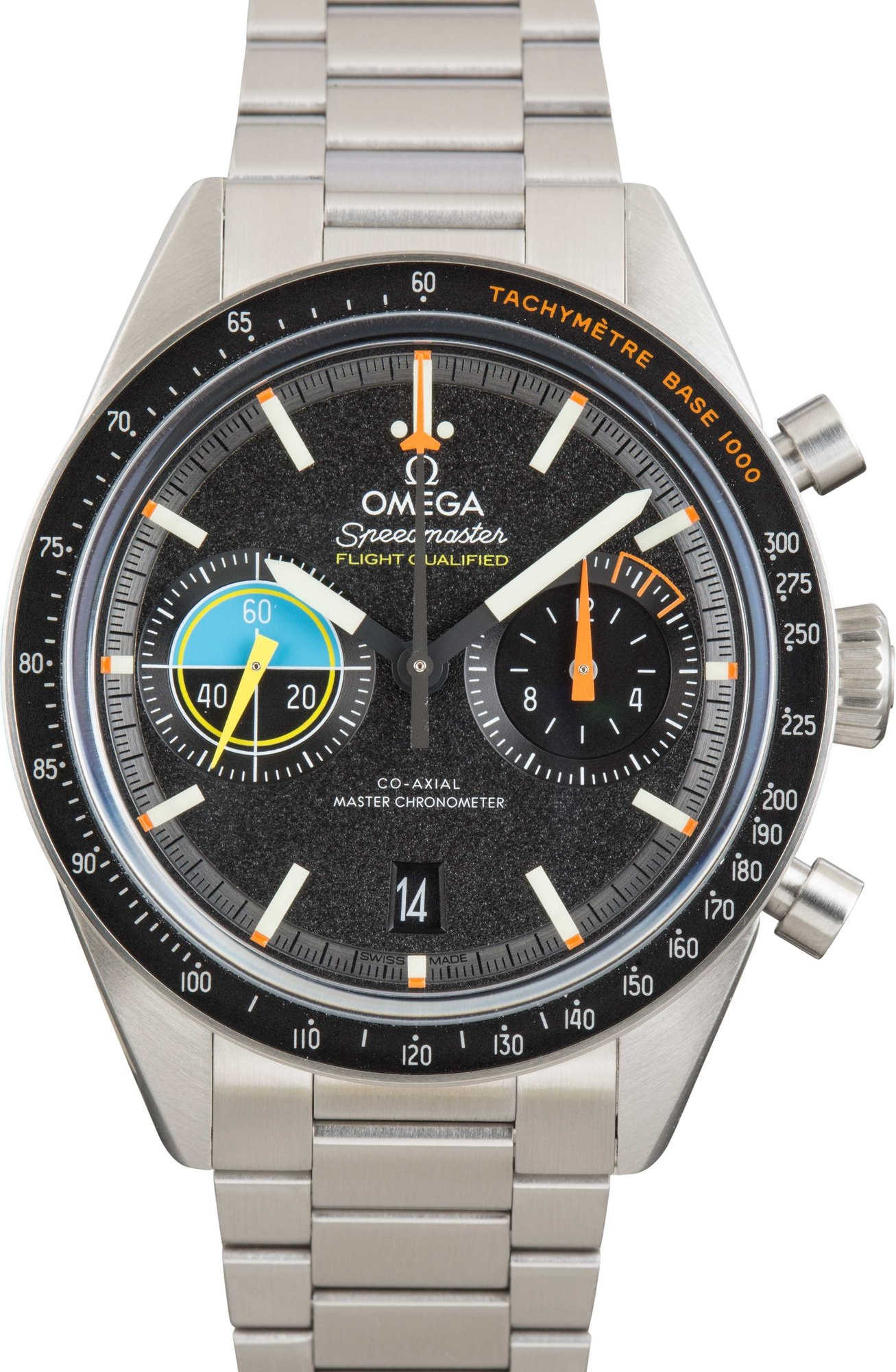 OMEGA Speedmaster ブラックダイヤル スォッチ Omega Speedmaster Two Counters Racing 44.25mm Steel Black