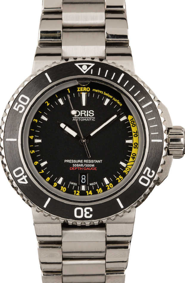 Oris Aquis Depth Gauge Black Luminous Dial