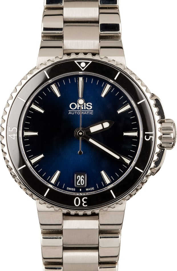 Ladies Oris Aquis Date Blue Dial