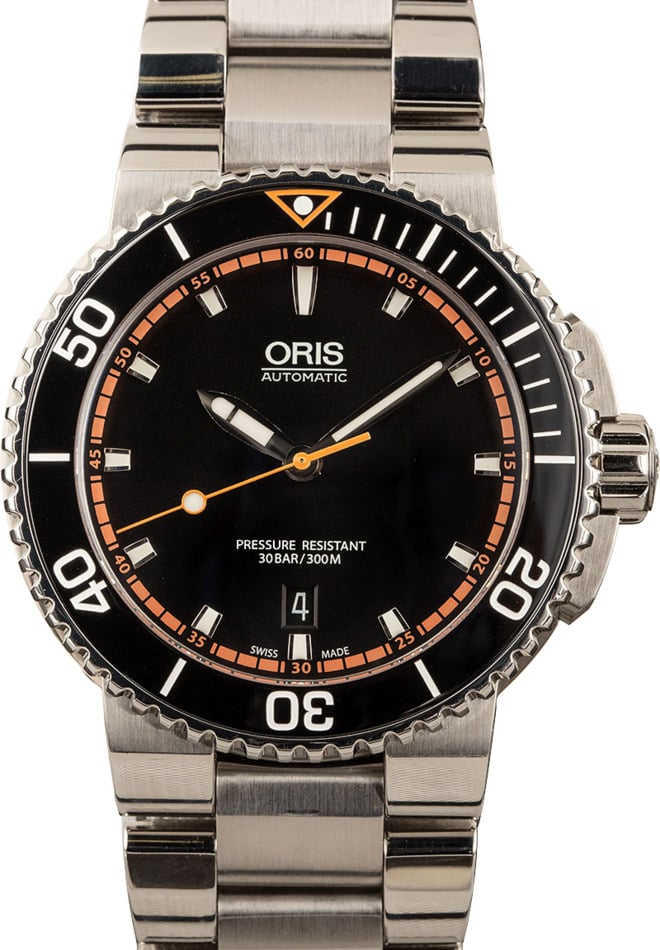 Mens Oris Aquis Date Stainless Steel Black Dial