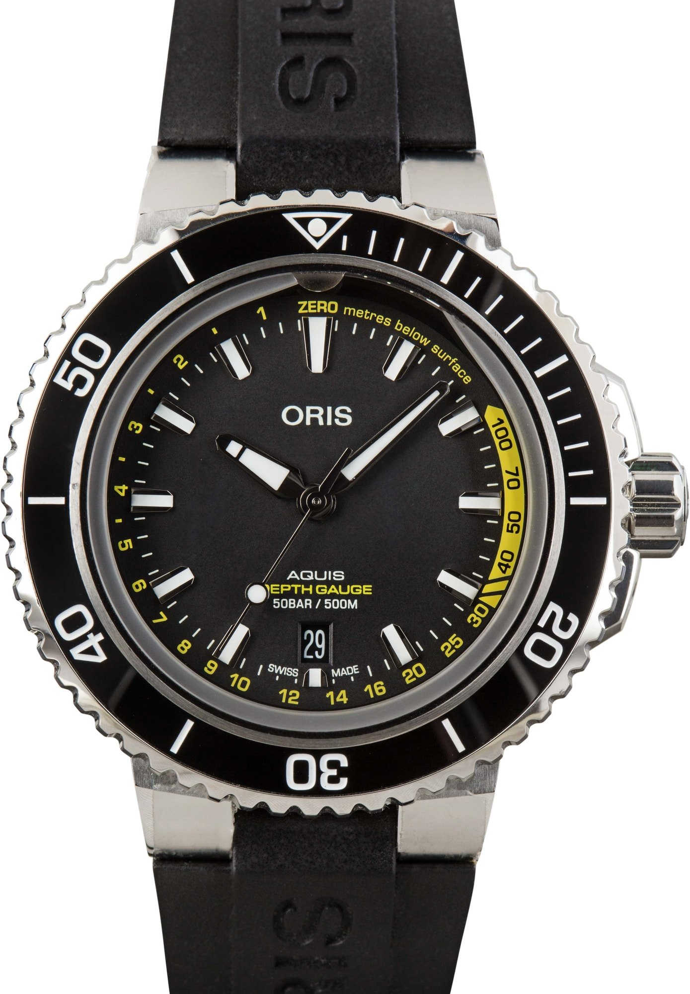 Oris Aquis Depth Gauge Stainless Steel on Rubber Strap