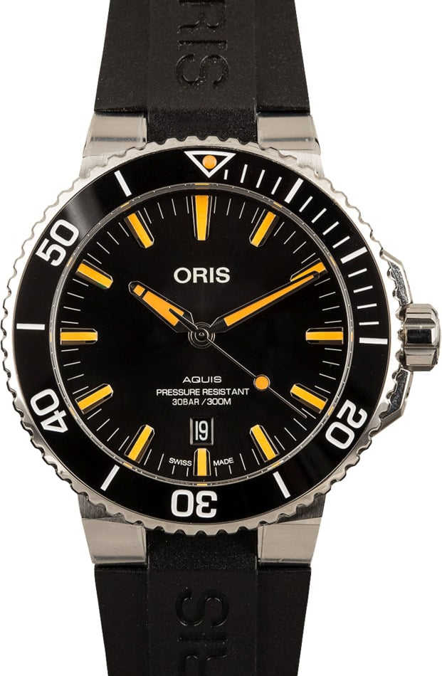 Mens Oris Aquis Date Black Dial Stainless Steel