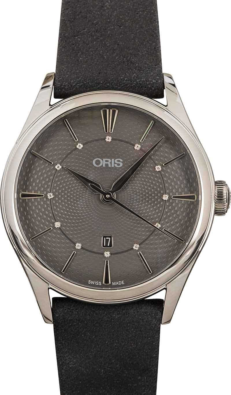 Ladies Oris Artelier Date Diamonds Grey Dial