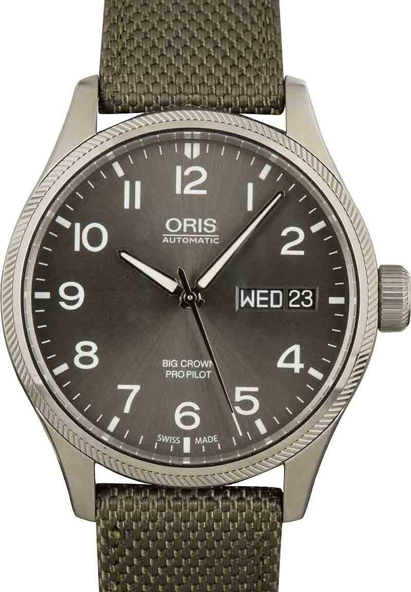 Mens Oris Big Crown ProPilot Big Day Date Steel on Fabric Strap