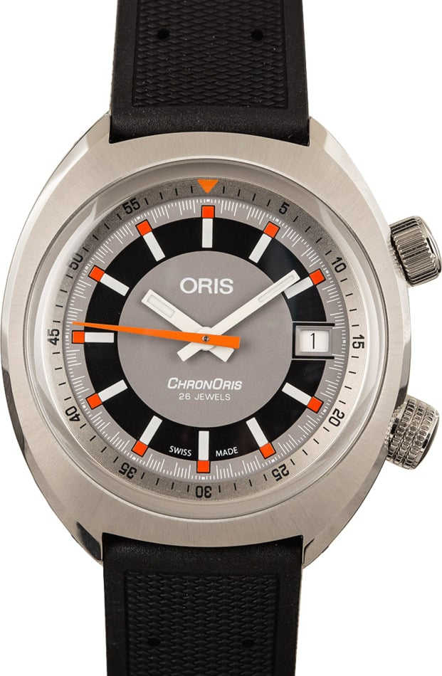 Oris Chronoris Date Grey Dial & Black Rubber Strap
