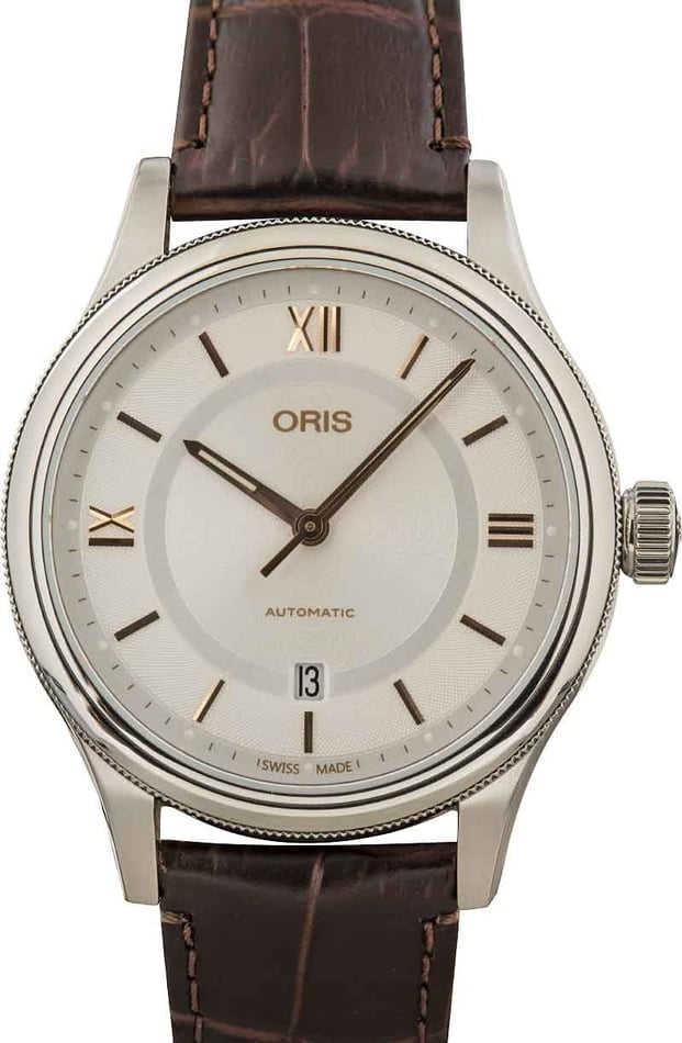 Oris Classic Date Silver Roman Dial