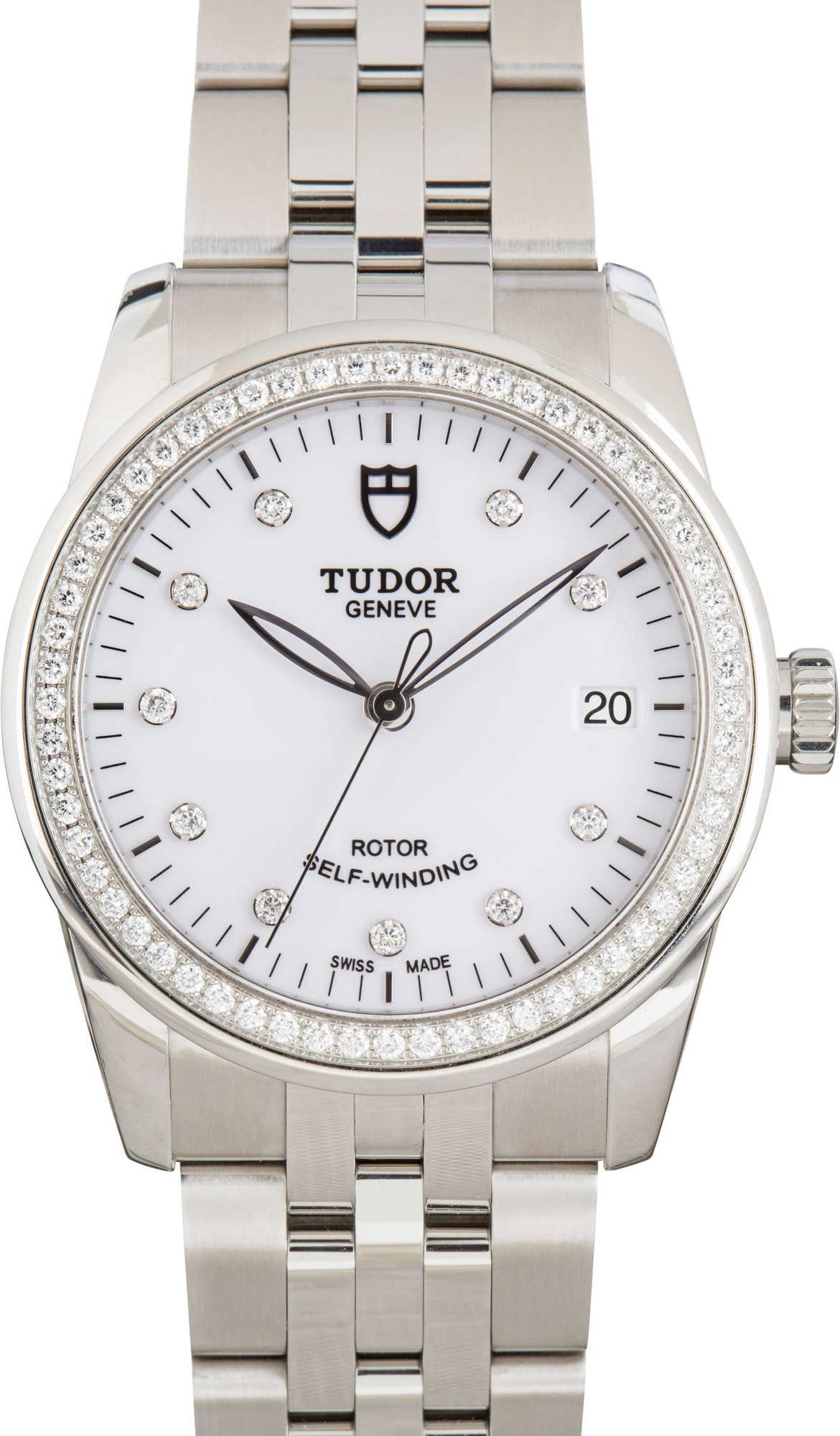 Tudor Glamour Date 55020 White Diamond Dial